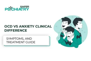 A three gurop of humans see the different directions and show the mental health about the ocd vs anxiety.