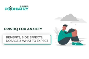 A person sit at earth ill with anxiety and take the Pristiq for anxiety treatment.