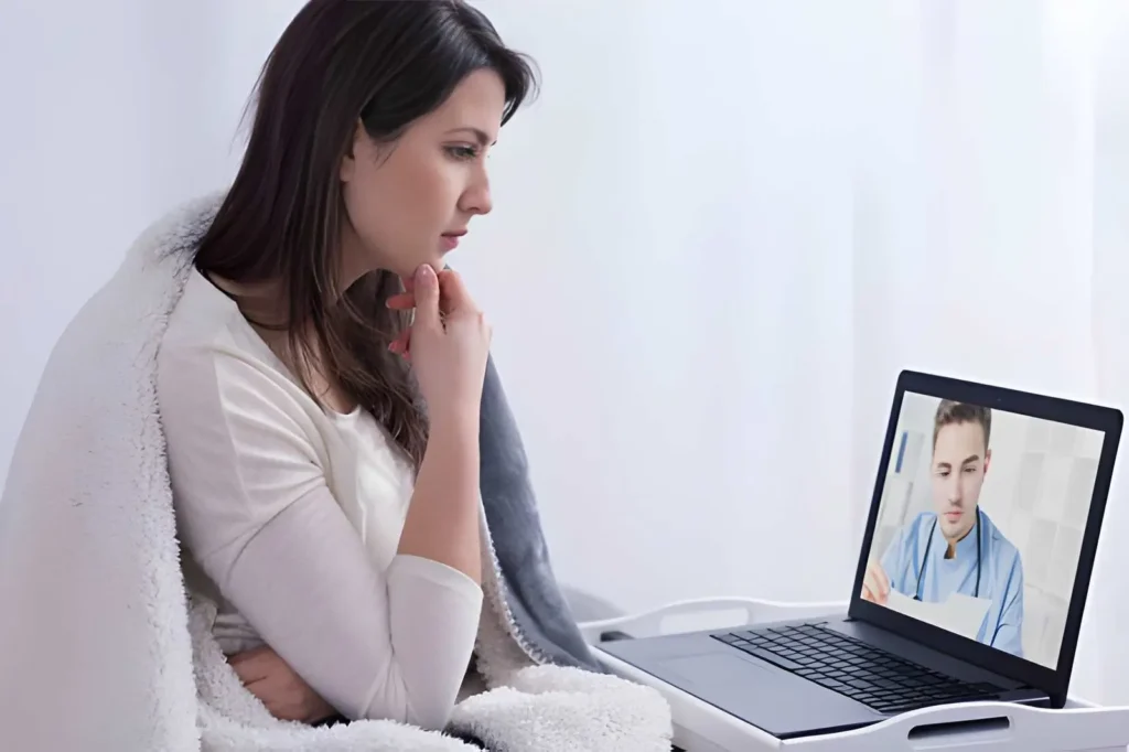 Person choosing between online psychiatry vs. in-person therapy Therapy options