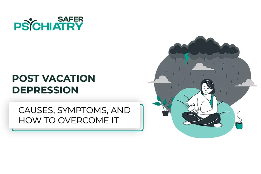A women ill with the Post Vacation Depression after trip or any vacations.