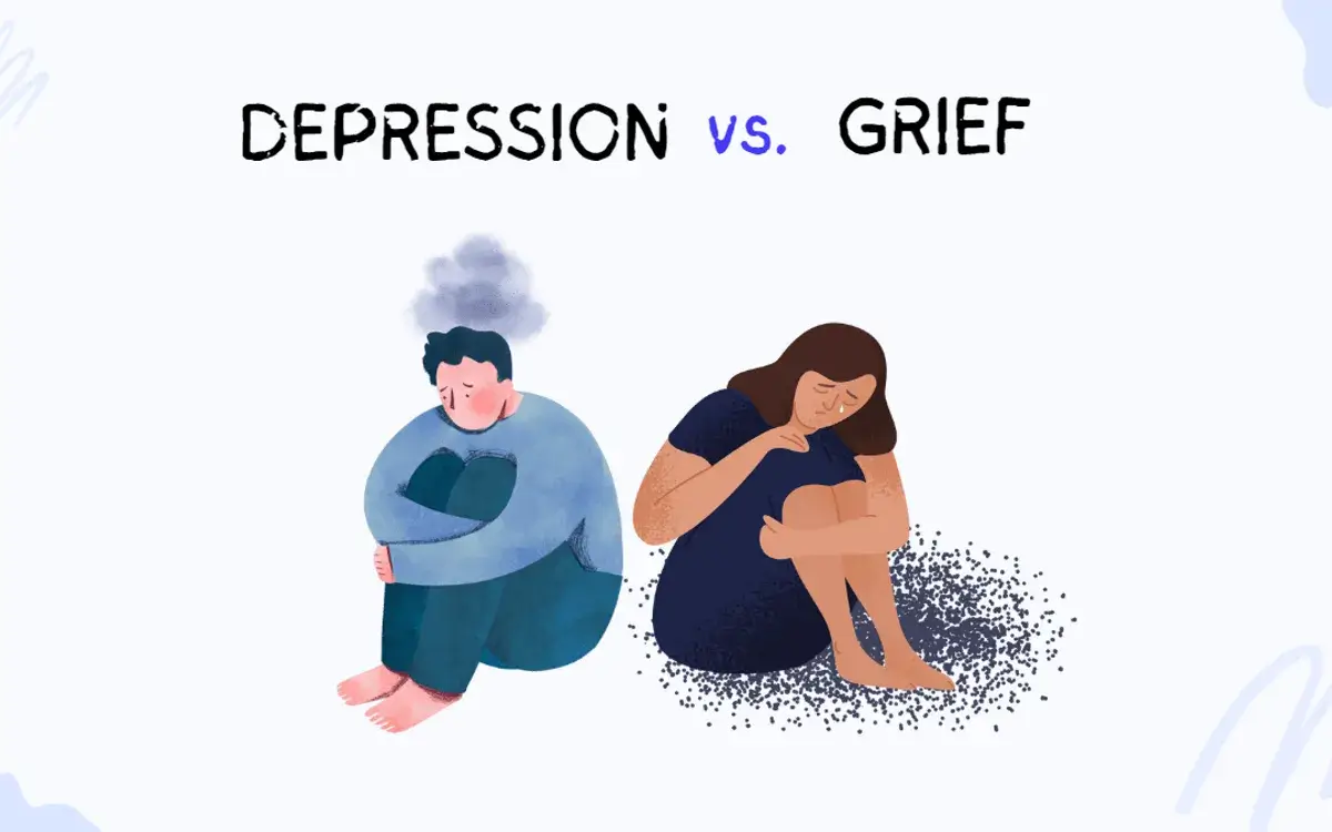 Person sitting alone near a window reflecting on grief vs depression and emotional healing