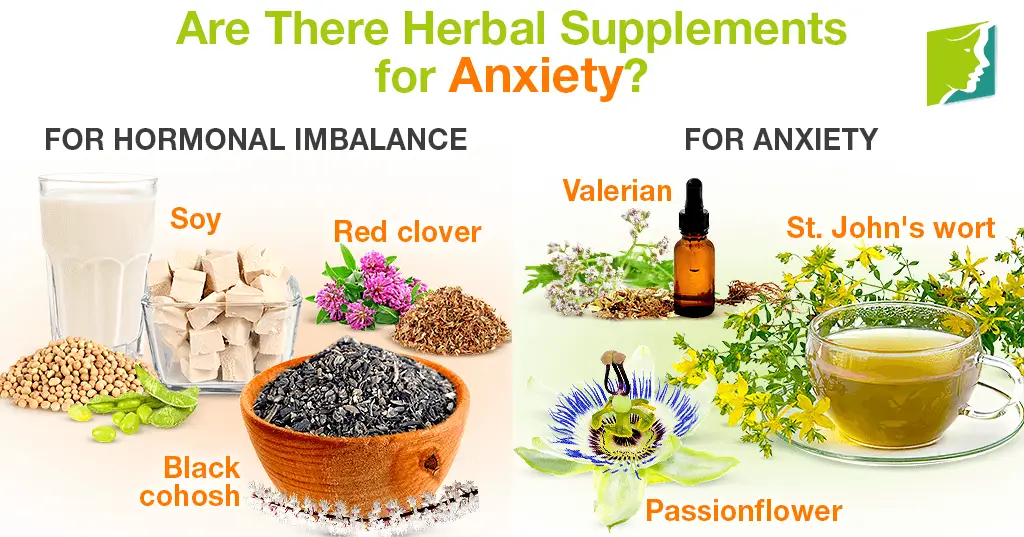 Herbal Supplements for Anxiety displayed with natural herbs and wellness capsules for stress support